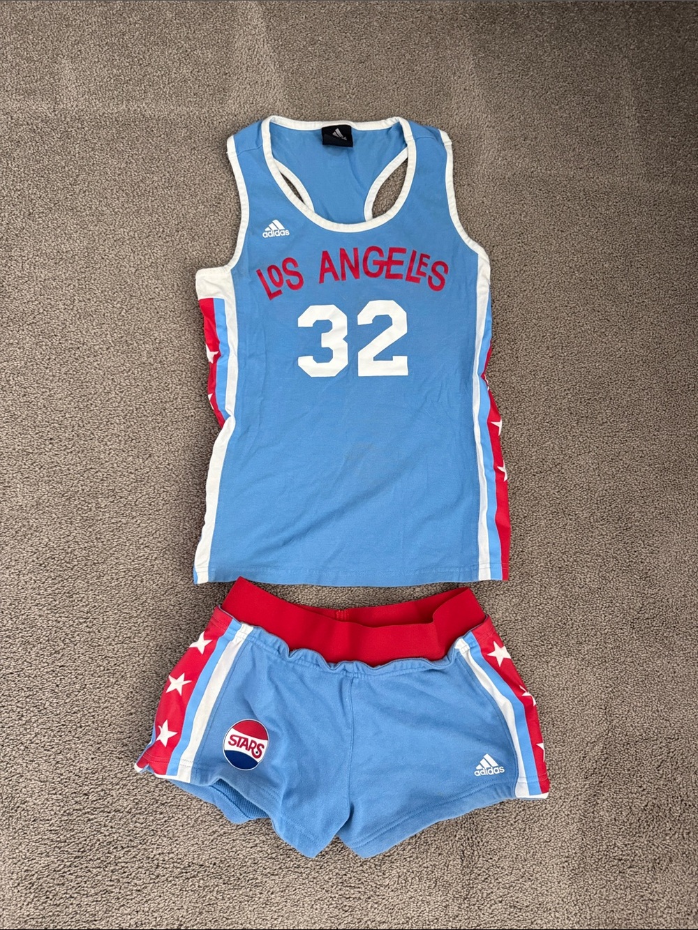 adidas Los Angles Stars Blue Shorts with Red Star Side Panels - Picture 2 of 4
